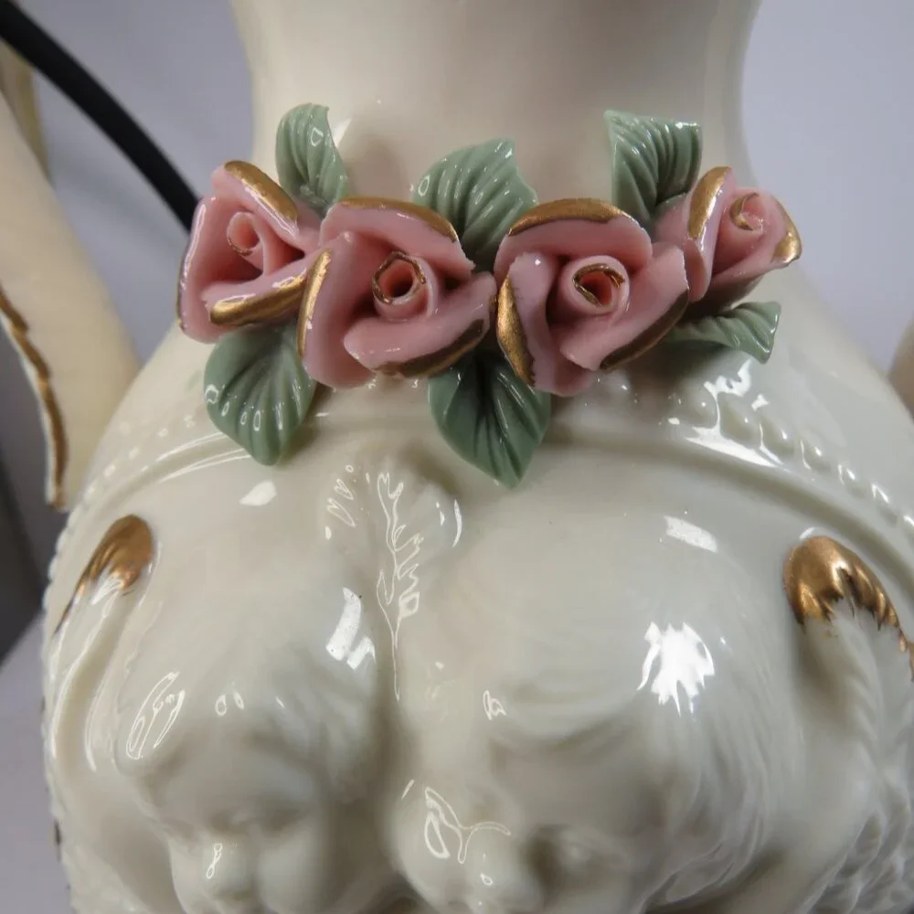 Cottagecore Angel Floral Rose Vase • Heavy Ceramic • 5.5” tall